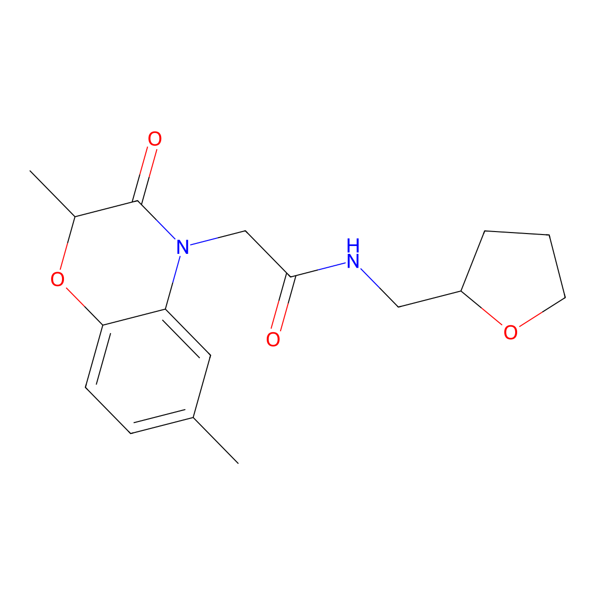 2-(2,6-Dimethyl-3-oxo-2,3-dihydro-benzo[1,4]oxazin-4-yl)-N-(tetrahydro-furan-2-ylmethyl)-acetamide molecular structure, CAS 606120-10-9