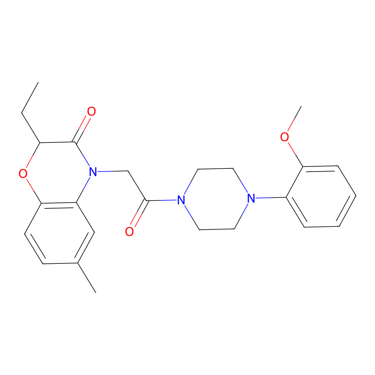 2-Ethyl-4-[2-[4-(2-methoxyphenyl)piperazin-1-yl]-2-oxoethyl]-6-methyl-1,4-benzoxazin-3-one molecular structure, CAS 606120-23-4