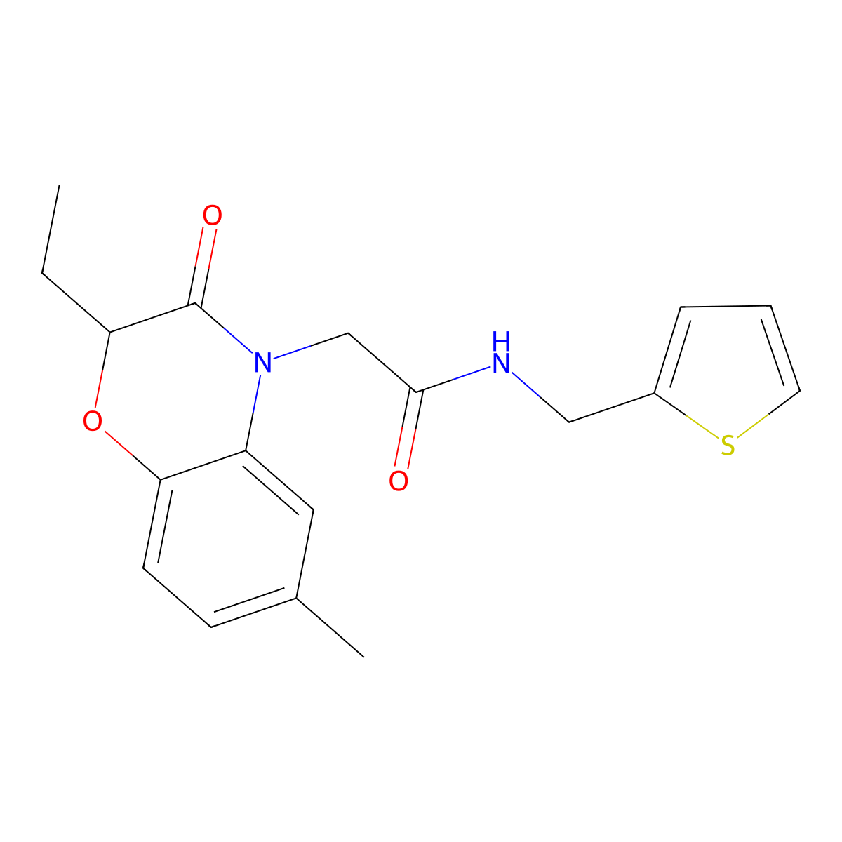 2-(2-ethyl-6-methyl-3-oxo(2H-benzo[e]1,4-oxazaperhydroin-4-yl))-N-(2-thienylme thyl)acetamide molecular structure, CAS 606120-33-6
