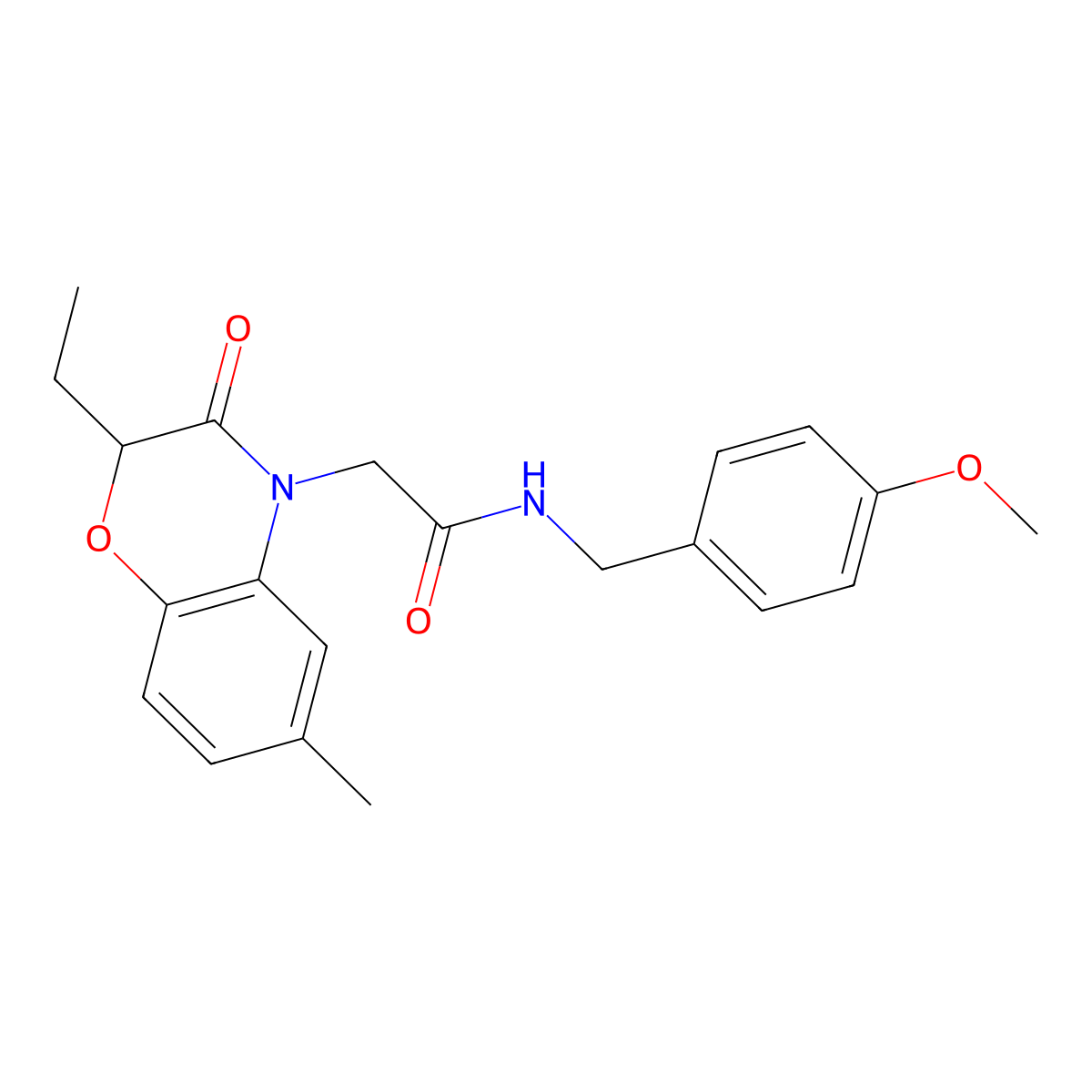 2-(2-Ethyl-6-methyl-3-oxo-3,4-dihydro-2H-1,4-benzoxazin-4-YL)-N-[(4-methoxyphenyl)methyl]acetamide molecular structure, CAS 606120-36-9