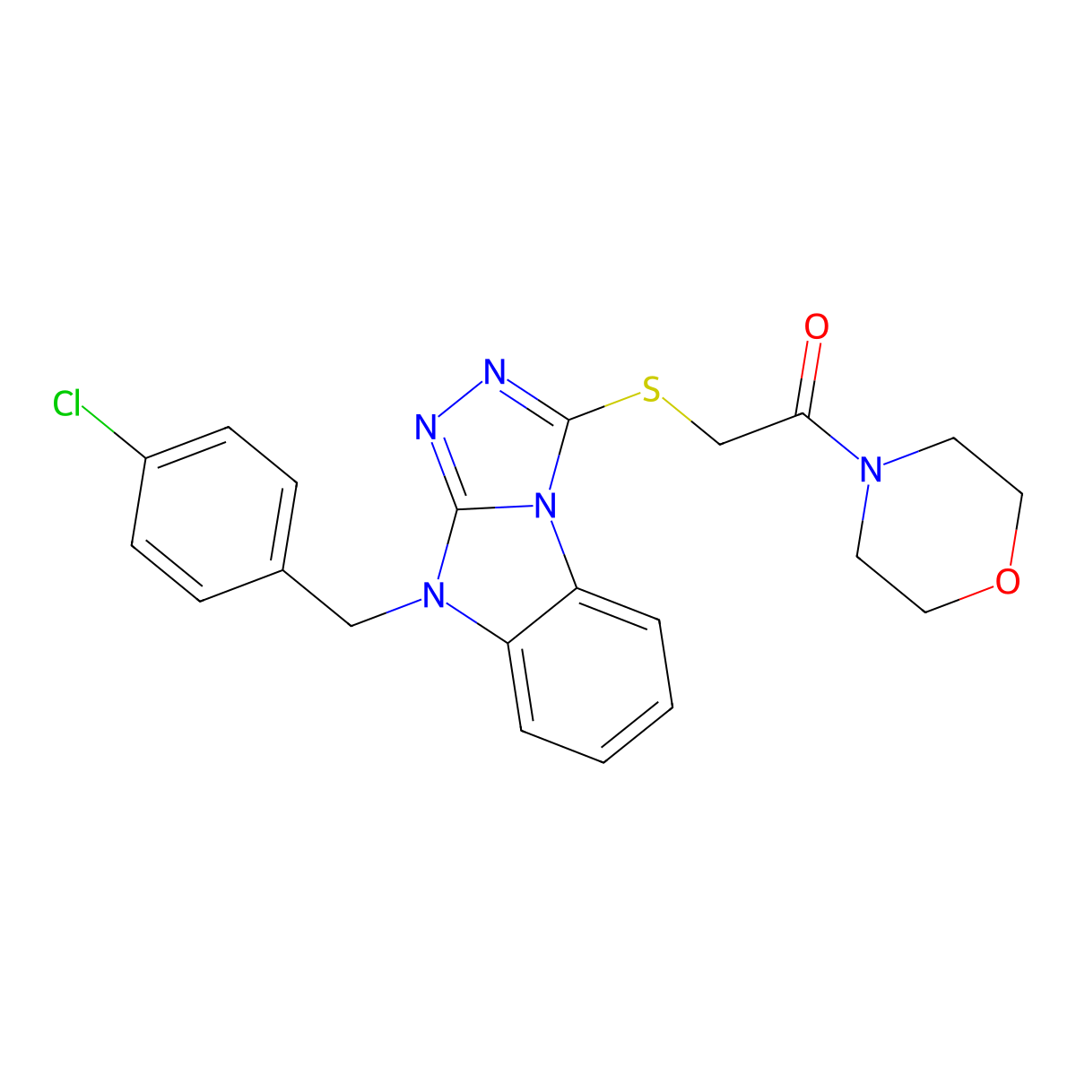 2-[[4-[(4-Chlorophenyl)methyl]-[1,2,4]triazolo[4,3-a]benzimidazol-1-yl]sulfanyl]-1-morpholin-4-ylethanone molecular structure, CAS 606121-00-0