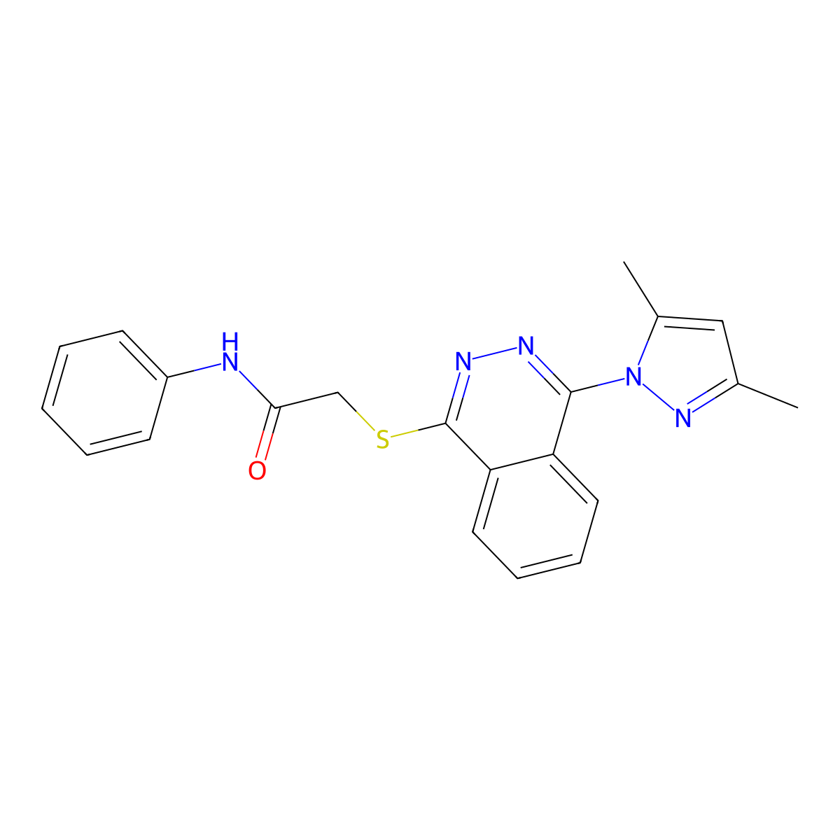 2-{[4-(3,5-Dimethyl-1H-pyrazol-1-yl)-1-phthalazinyl]sulfanyl}-N-phenylacetamide molecular structure, CAS 606122-22-9