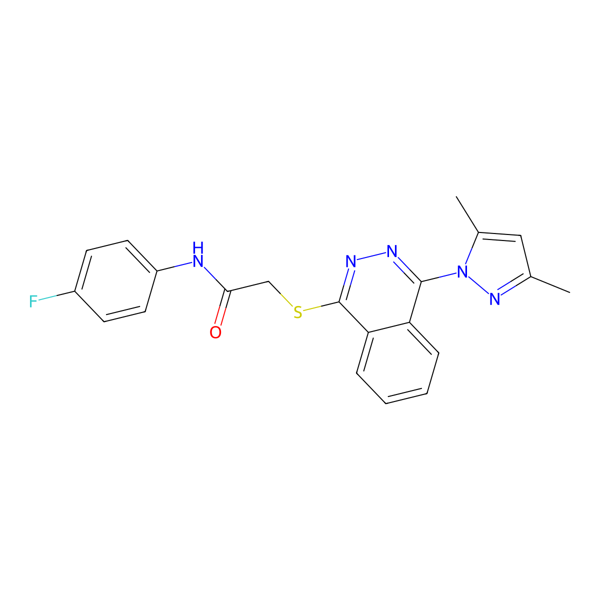 2-[[4-(3,5-Dimethyl-1H-Pyrazol-1-yl-1-Phthalazinyl]Thio]-N-(4-Fluorophenyl)-Acetamide molecular structure, CAS 606122-31-0