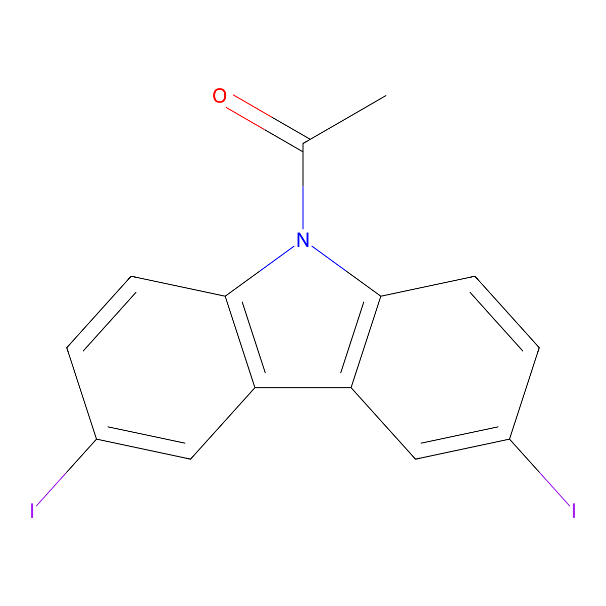 9-Acetyl-3,6-diiodocarbazole molecular structure, CAS 606129-89-9