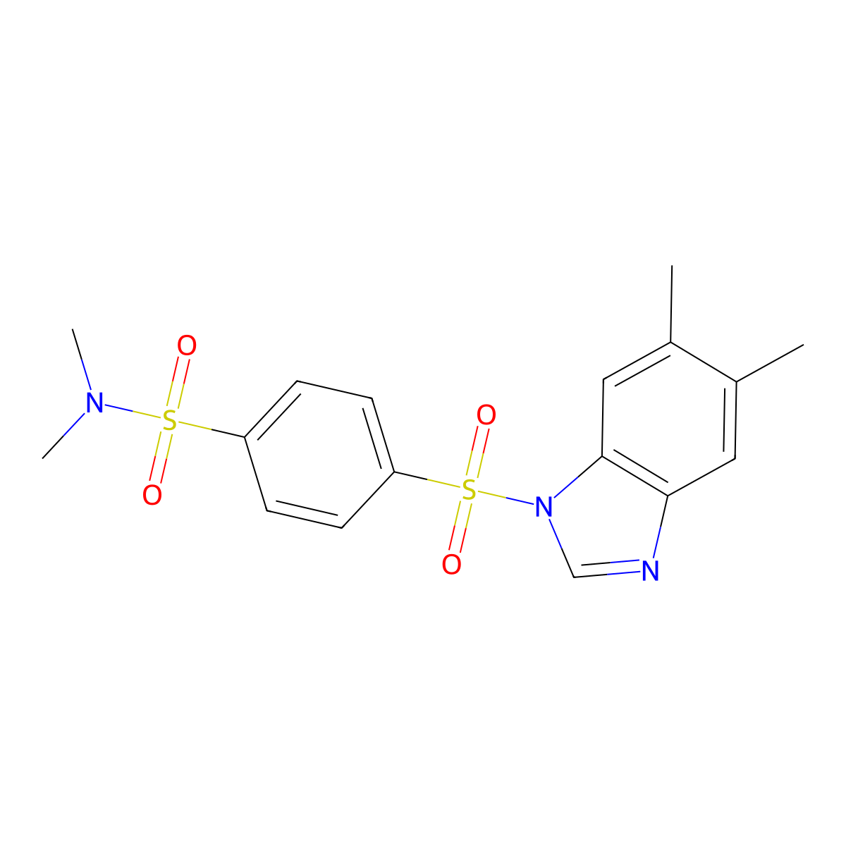 4-(5,6-Dimethyl-1H-benzimidazole-1-sulfonyl)-N,N-dimethylbenzene-1-sulfonamide molecular structure, CAS 606131-21-9