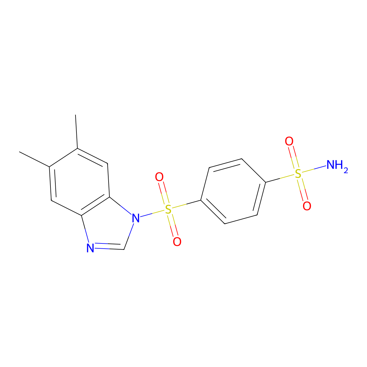 4-(5,6-Dimethyl-benzoimidazole-1-sulfonyl)-benzenesulfonamide molecular structure, CAS 606131-22-0