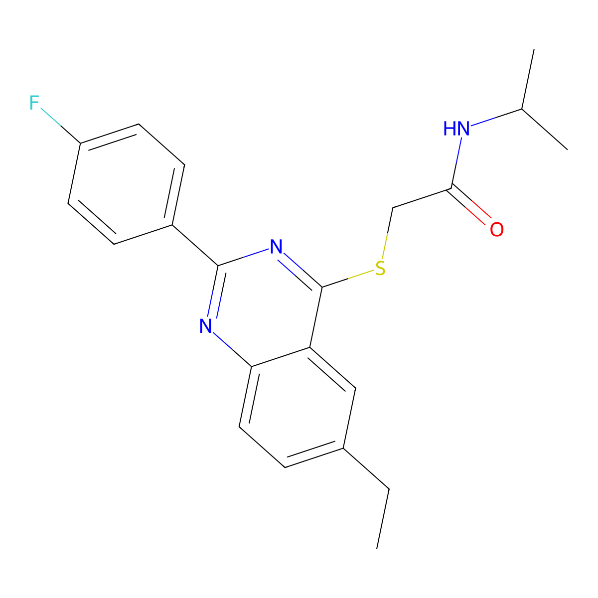 2-{[6-Ethyl-2-(4-fluorophenyl)-4-quinazolinyl]sulfanyl}-N-isopropylacetamide molecular structure, CAS 606131-25-3