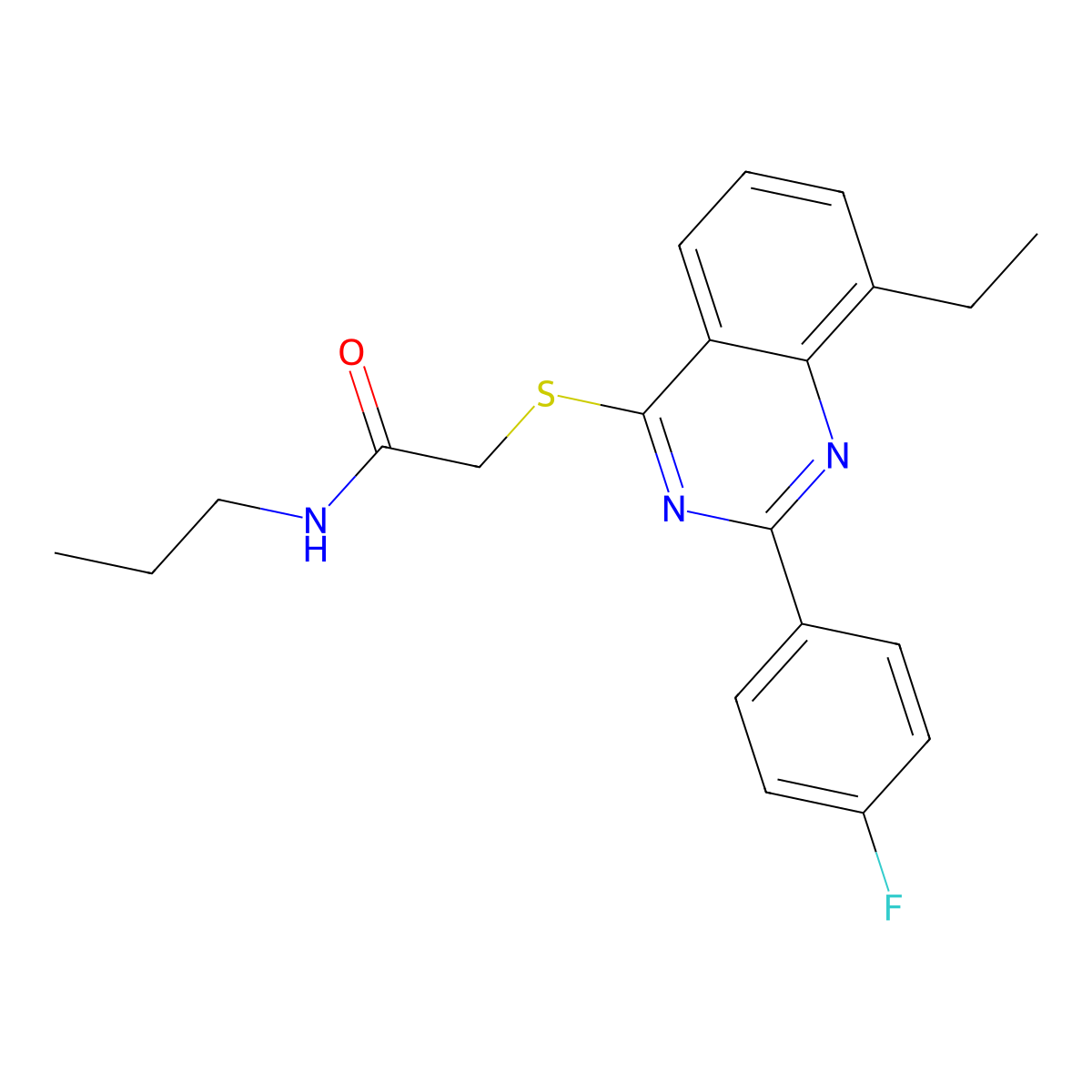 2-{[8-Ethyl-2-(4-fluorophenyl)-4-quinazolinyl]sulfanyl}-N-propylacetamide molecular structure, CAS 606131-29-7