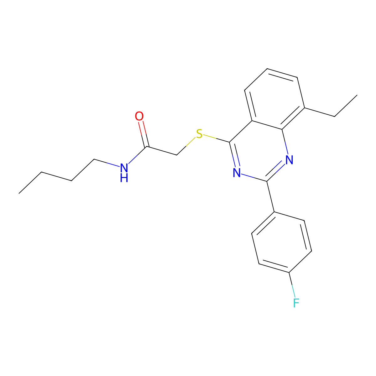 N-Butyl-2-[[8-Ethyl-2-(4-Fluorophenyl)-4-Quinazolinyl]Thio]-Acetamide molecular structure, CAS 606131-68-4
