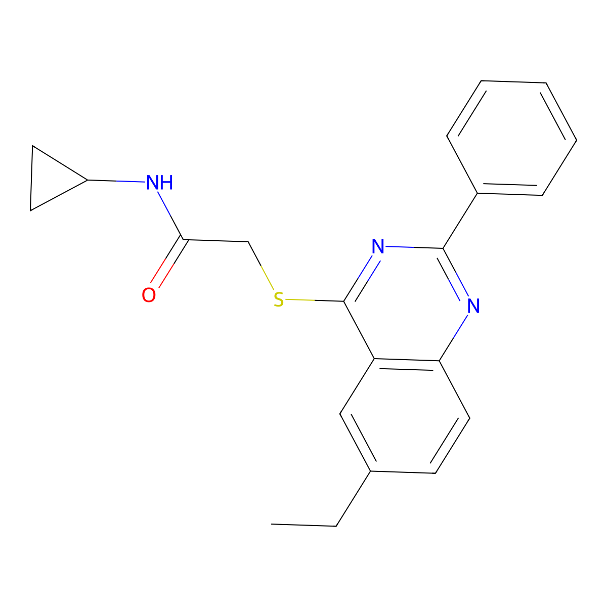 N-Cyclopropyl-2-[(6-ethyl-2-phenyl-4-quinazolinyl)sulfanyl]acetamide molecular structure, CAS 606131-70-8