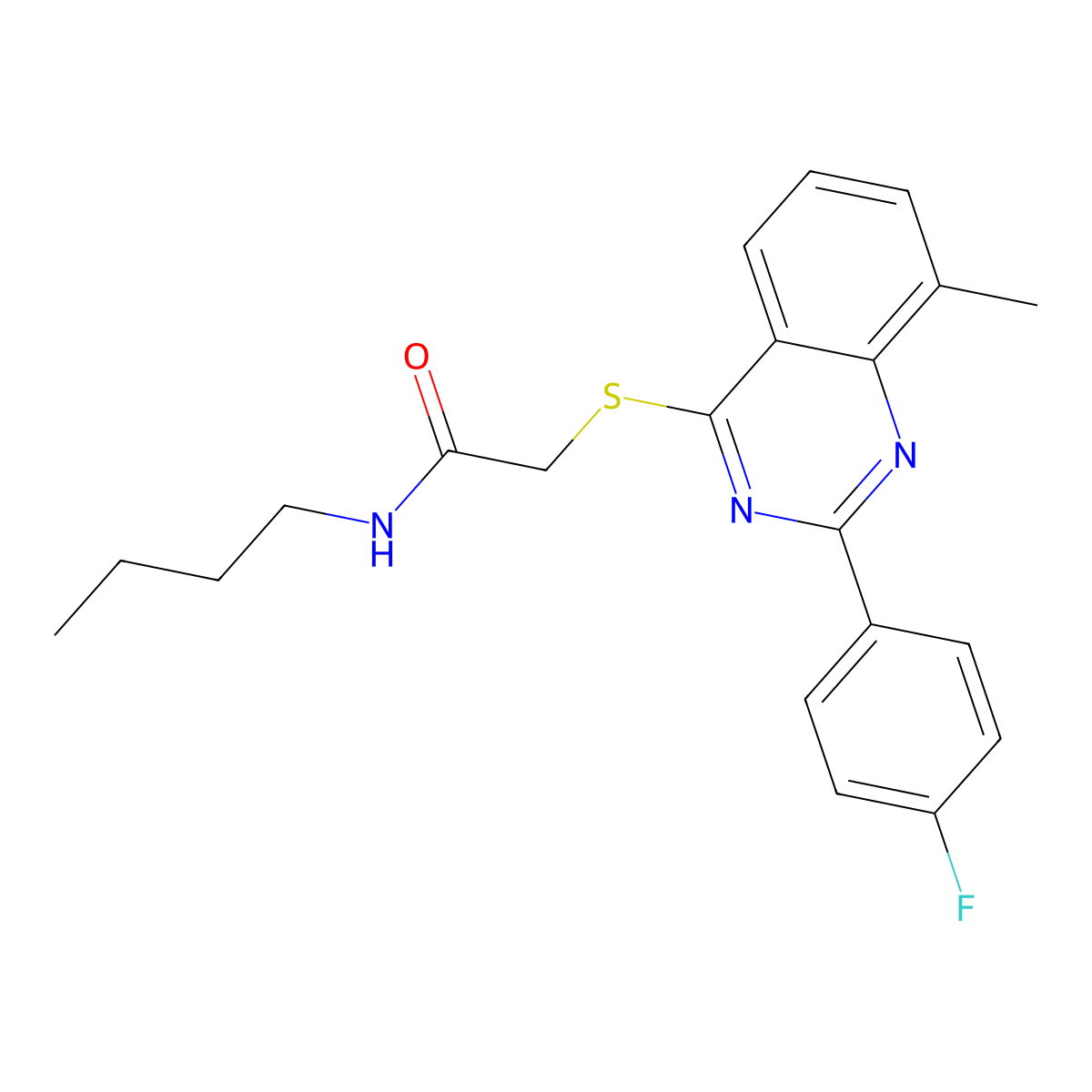 N-Butyl-2-[[2-(4-Fluorophenyl)-8-Methyl-4-Quinazolinyl]Thio]-Acetamide molecular structure, CAS 606131-73-1