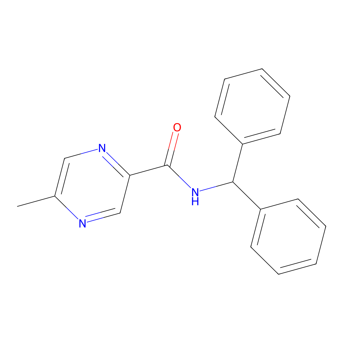 N-(Diphenylmethyl)-5-methyl-2-pyrazinecarboxamide molecular structure, CAS 606132-18-7