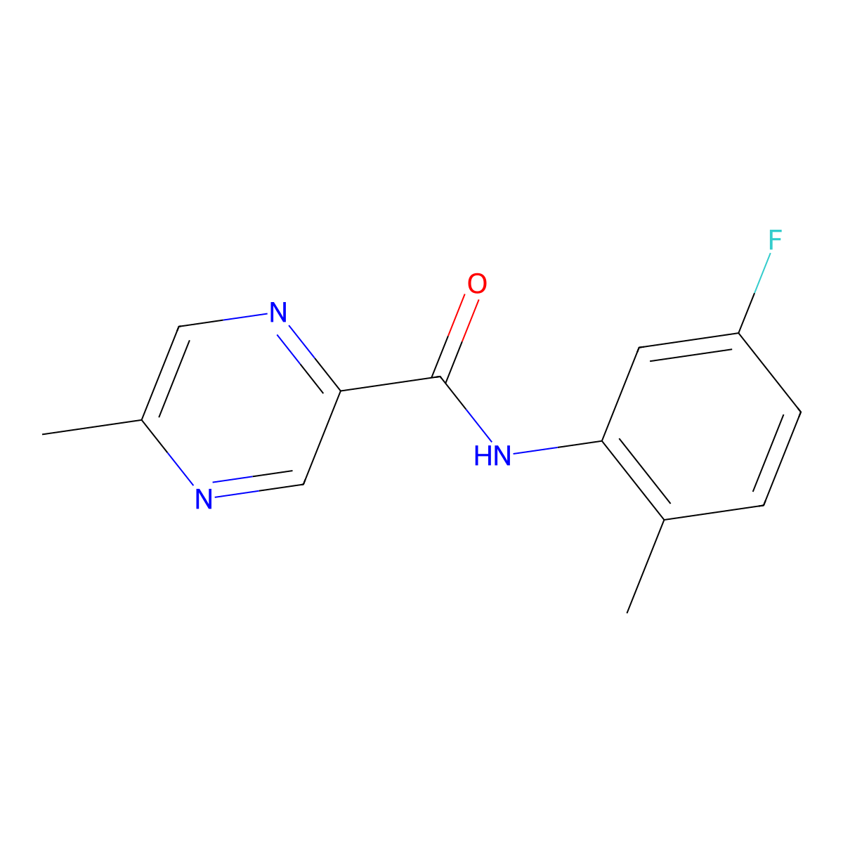 N-(5-fluoro-2-methylphenyl)-5-methylpyrazine-2-carboxamide molecular structure, CAS 606132-19-8