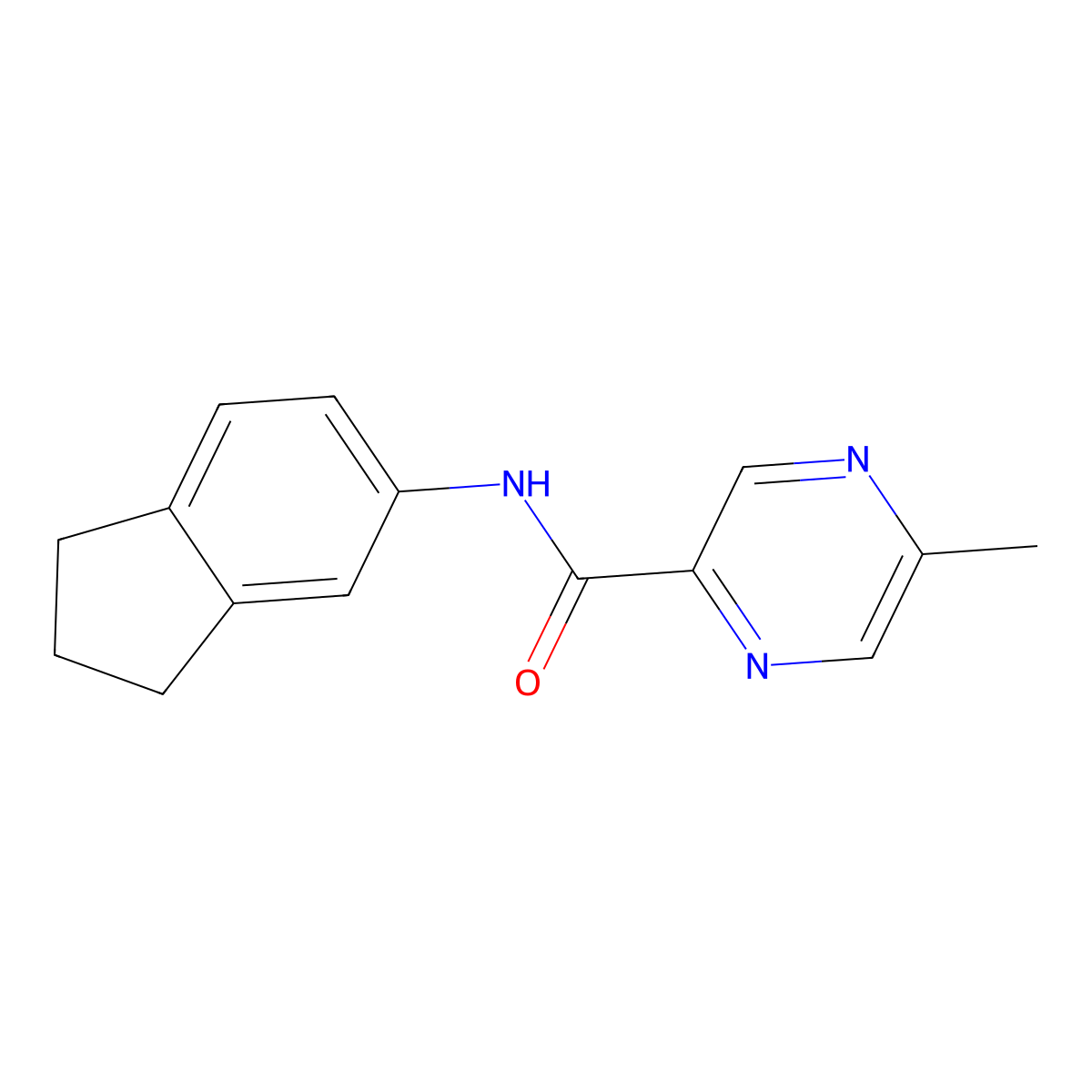 N-(2,3-Dihydro-1H-inden-5-yl)-5-methyl-2-pyrazinecarboxamide molecular structure, CAS 606132-20-1