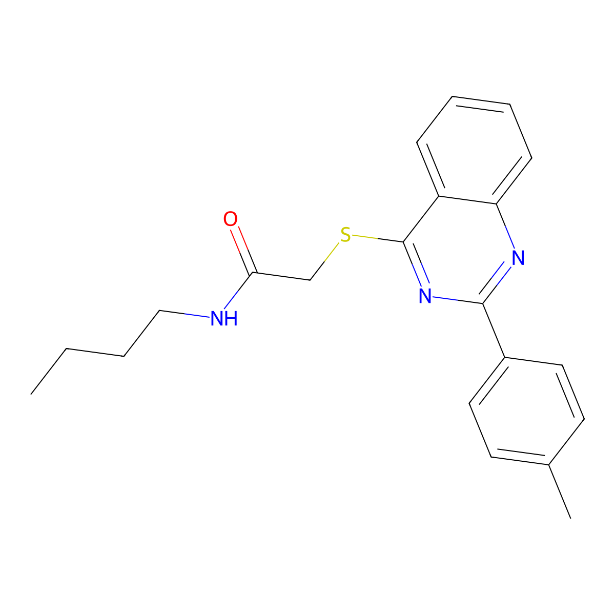 N-Butyl-2-{[2-(4-methylphenyl)-4-quinazolinyl]sulfanyl}acetamide molecular structure, CAS 606132-26-7