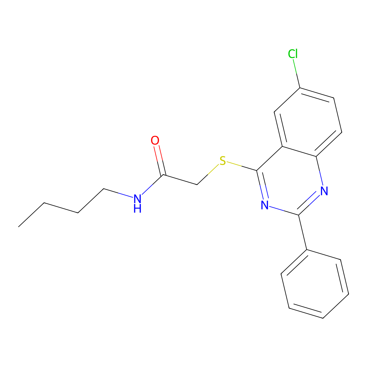 N-Butyl-2-[(6-chloro-2-phenyl-4-quinazolinyl)sulfanyl]acetamide molecular structure, CAS 606132-53-0