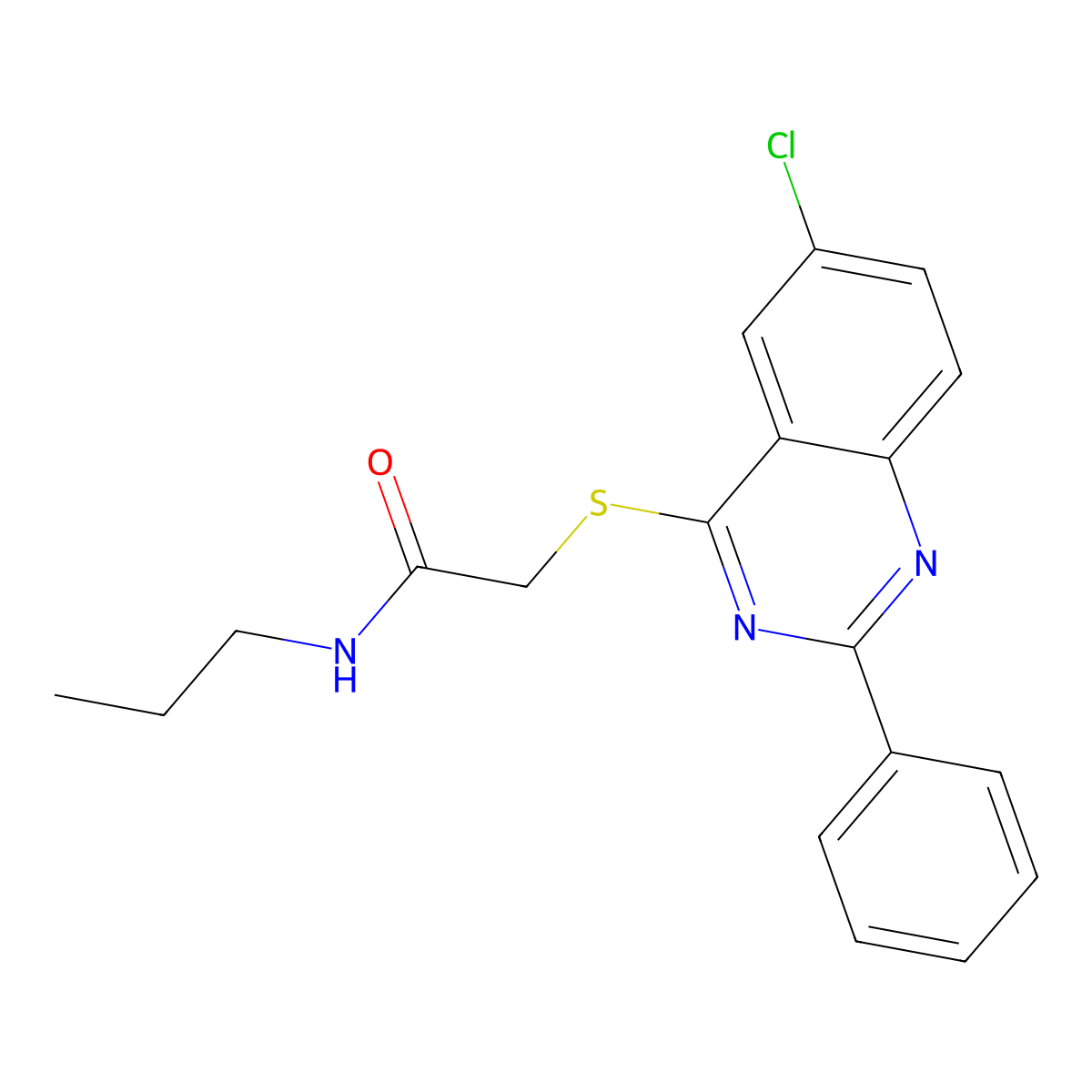 2-[(6-Chloro-2-phenyl-4-quinazolinyl)sulfanyl]-N-propylacetamide molecular structure, CAS 606132-56-3