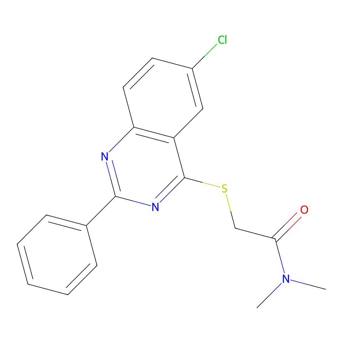2-(6-Chloro-2-phenylquinazolin-4-ylsulfanyl)-N,N-dimethylacetamide molecular structure, CAS 606132-58-5