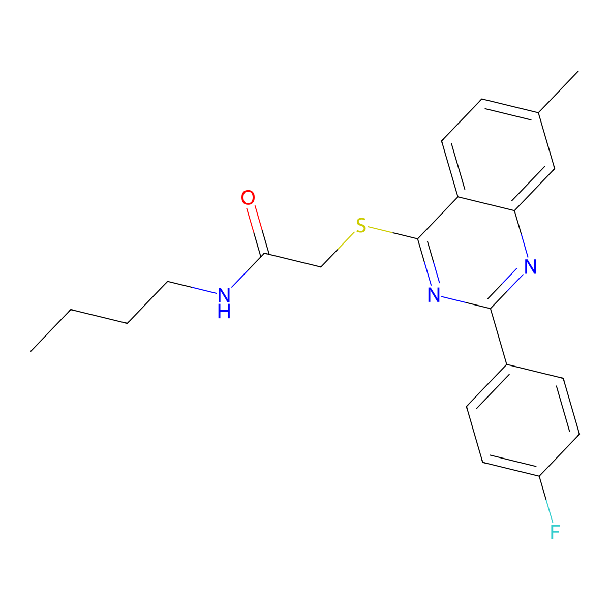 N-Butyl-2-[[2-(4-Fluorophenyl)-7-Methyl-4-Quinazolinyl]Thio]-Acetamide molecular structure, CAS 606132-68-7