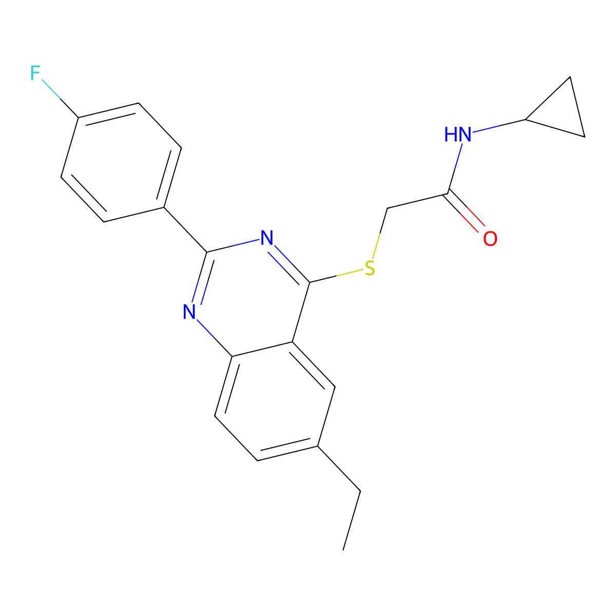N-Cyclopropyl-2-[[6-Ethyl-2-(4-Fluorophenyl)-4-Quinazolinyl]Thio]-Acetamide molecular structure, CAS 606132-79-0