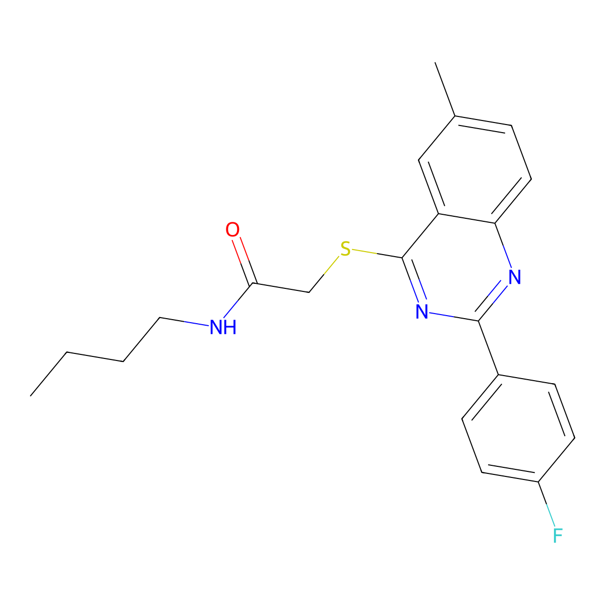 N-Butyl-2-[[2-(4-Fluorophenyl)-6-Methyl-4-Quinazolinyl]Thio]-Acetamide molecular structure, CAS 606132-80-3