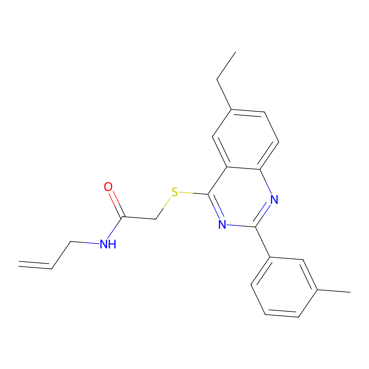 N-Allyl-2-{[6-ethyl-2-(3-methylphenyl)-4-quinazolinyl]sulfanyl}acetamide molecular structure, CAS 606132-89-2