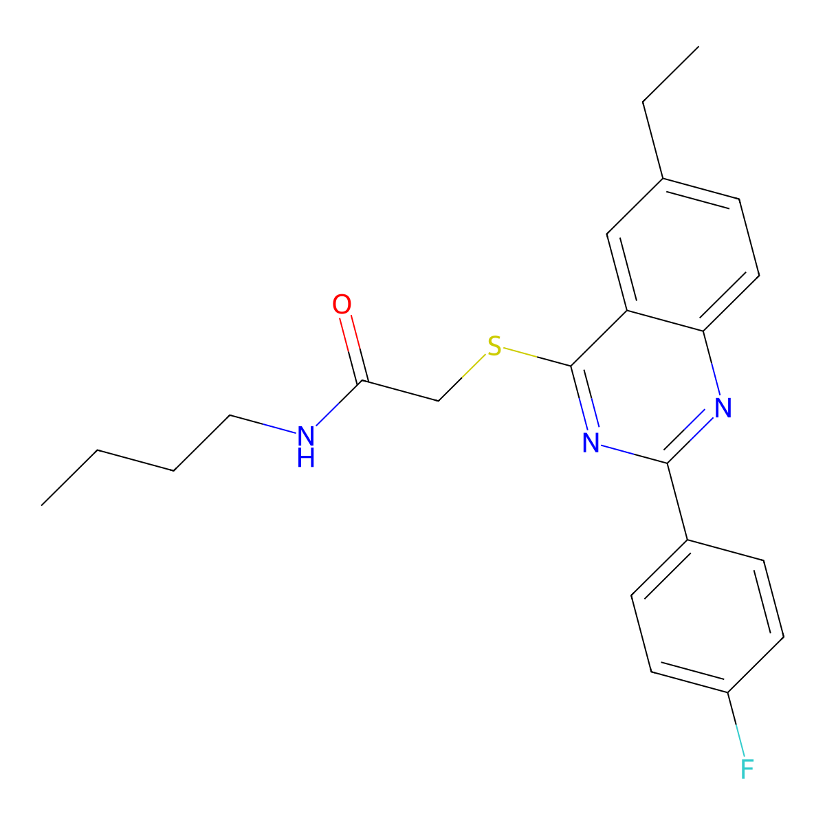 N-Butyl-2-[[6-Ethyl-2-(4-Fluorophenyl)-4-Quinazolinyl]Thio]-Acetamide molecular structure, CAS 606132-97-2