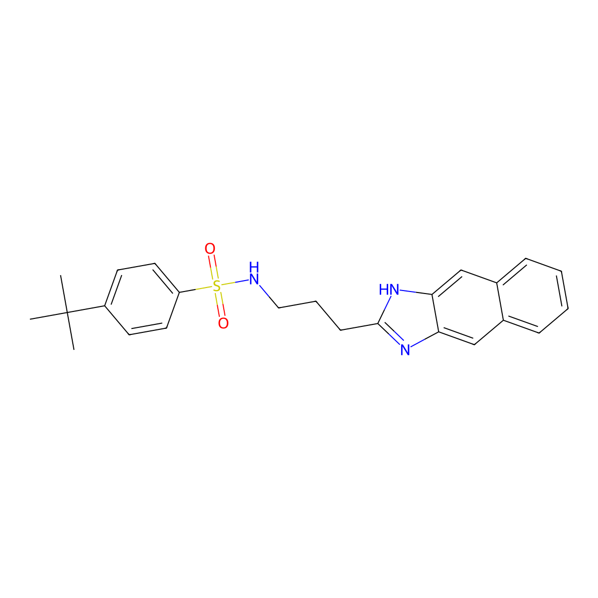 4-tert-Butyl-N-[3-(1H-naphtho[2,3-d]imidazol-2-yl)propyl]benzene-1-sulfonamide molecular structure, CAS 606133-48-6