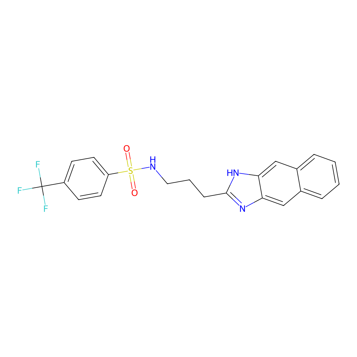 N-[3-(1H-benzo[f]benzimidazol-2-yl)propyl]-4-(trifluoromethyl)benzenesulfonamide molecular structure, CAS 606133-51-1