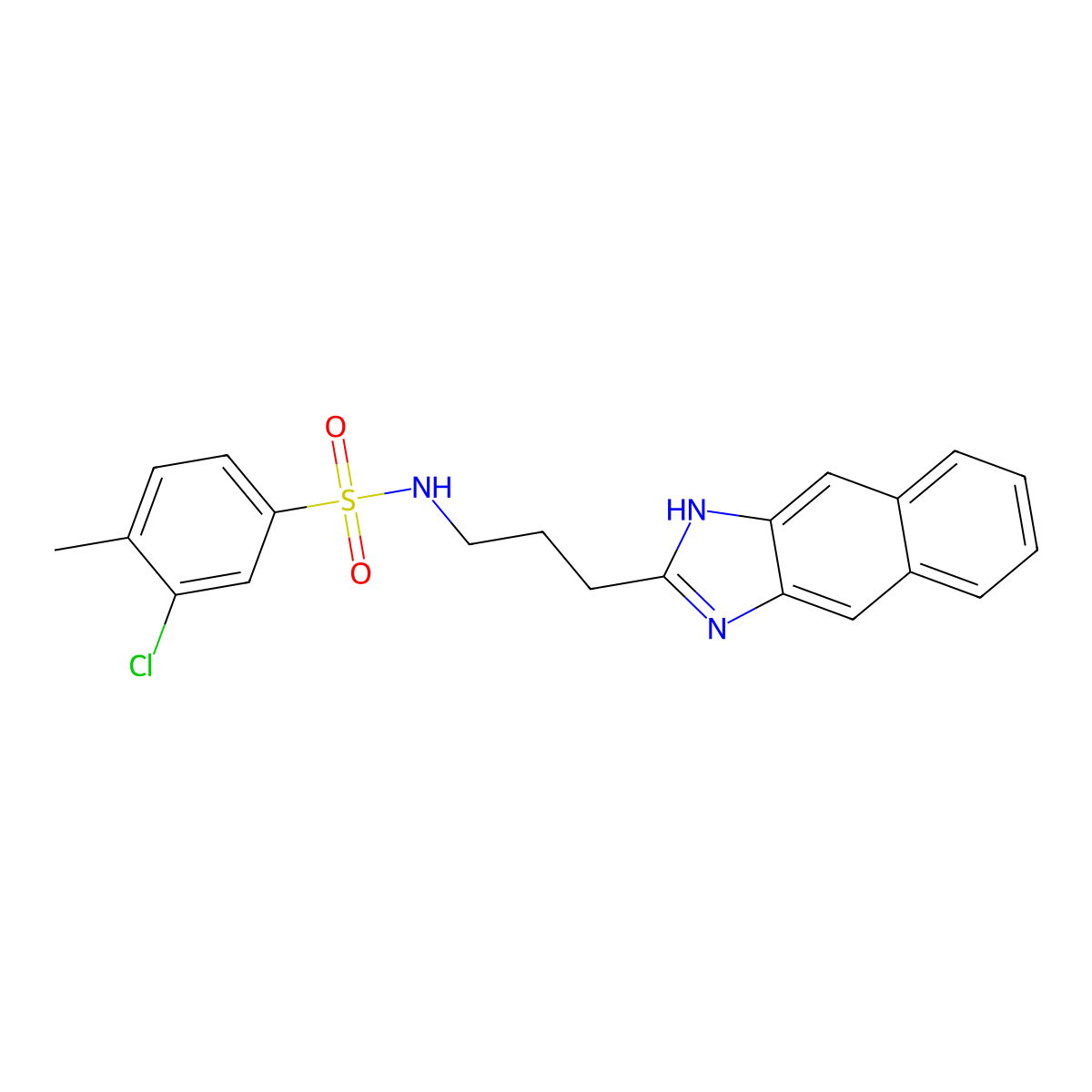 3-Chloro-4-methyl-N-[3-(1H-naphtho[2,3-d]imidazol-2-yl)propyl]benzene-1-sulfonamide molecular structure, CAS 606133-54-4