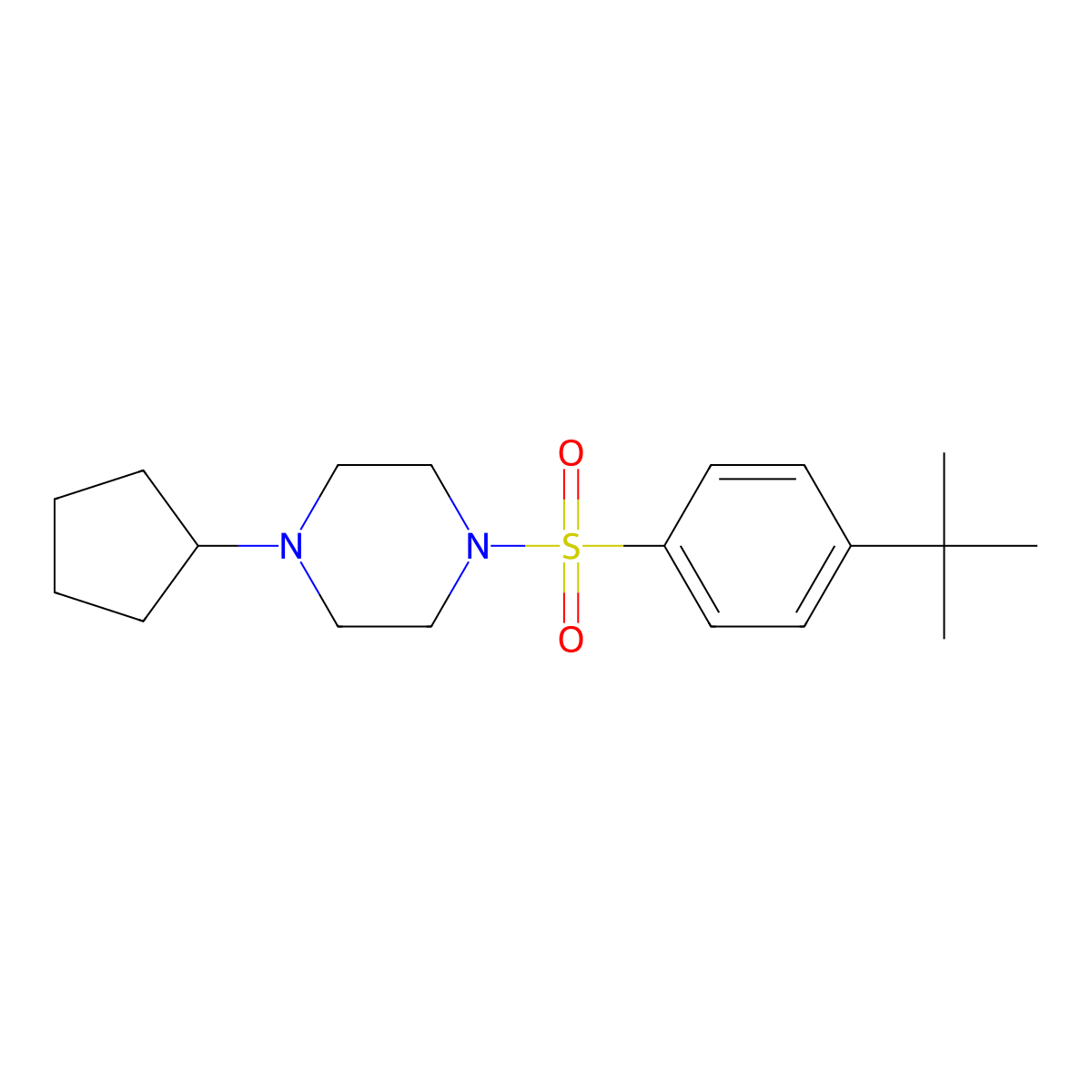 1-(4-tert-Butyl-benzenesulfonyl)-4-cyclopentyl-piperazine molecular structure, CAS 606133-93-1