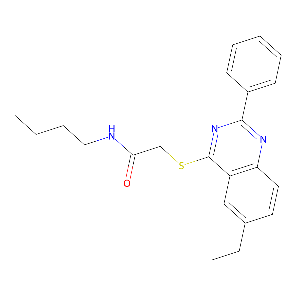 N-Butyl-2-[(6-ethyl-2-phenyl-4-quinazolinyl)sulfanyl]acetamide molecular structure, CAS 606134-53-6