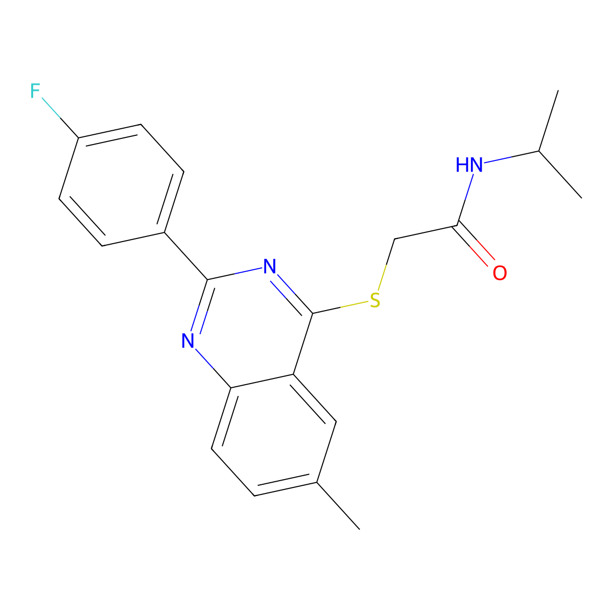 2-{[2-(4-Fluorophenyl)-6-methyl-4-quinazolinyl]sulfanyl}-N-isopropylacetamide molecular structure, CAS 606134-56-9