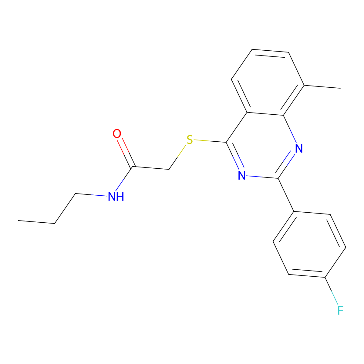 2-{[2-(4-Fluorophenyl)-8-methyl-4-quinazolinyl]sulfanyl}-N-propylacetamide molecular structure, CAS 606134-57-0