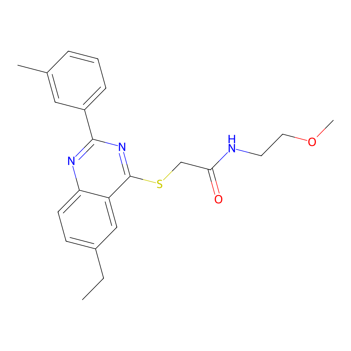 2-{[6-Ethyl-2-(3-methylphenyl)-4-quinazolinyl]sulfanyl}-N-(2-methoxyethyl)acetamide molecular structure, CAS 606134-64-9