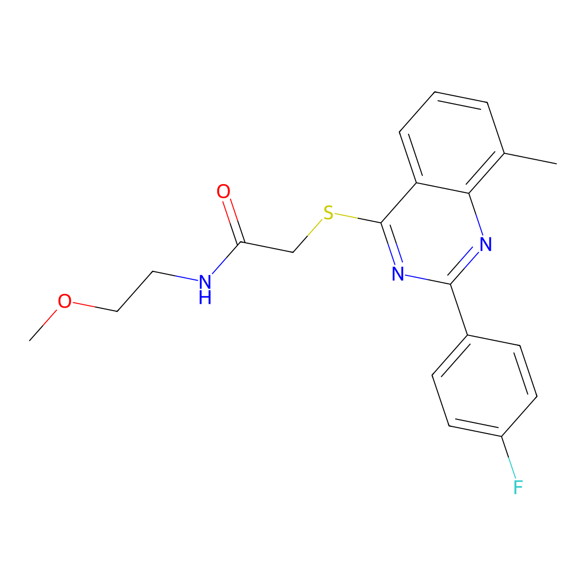 2-{[2-(4-Fluorophenyl)-8-methyl-4-quinazolinyl]sulfanyl}-N-(2-methoxyethyl)acetamide molecular structure, CAS 606134-66-1