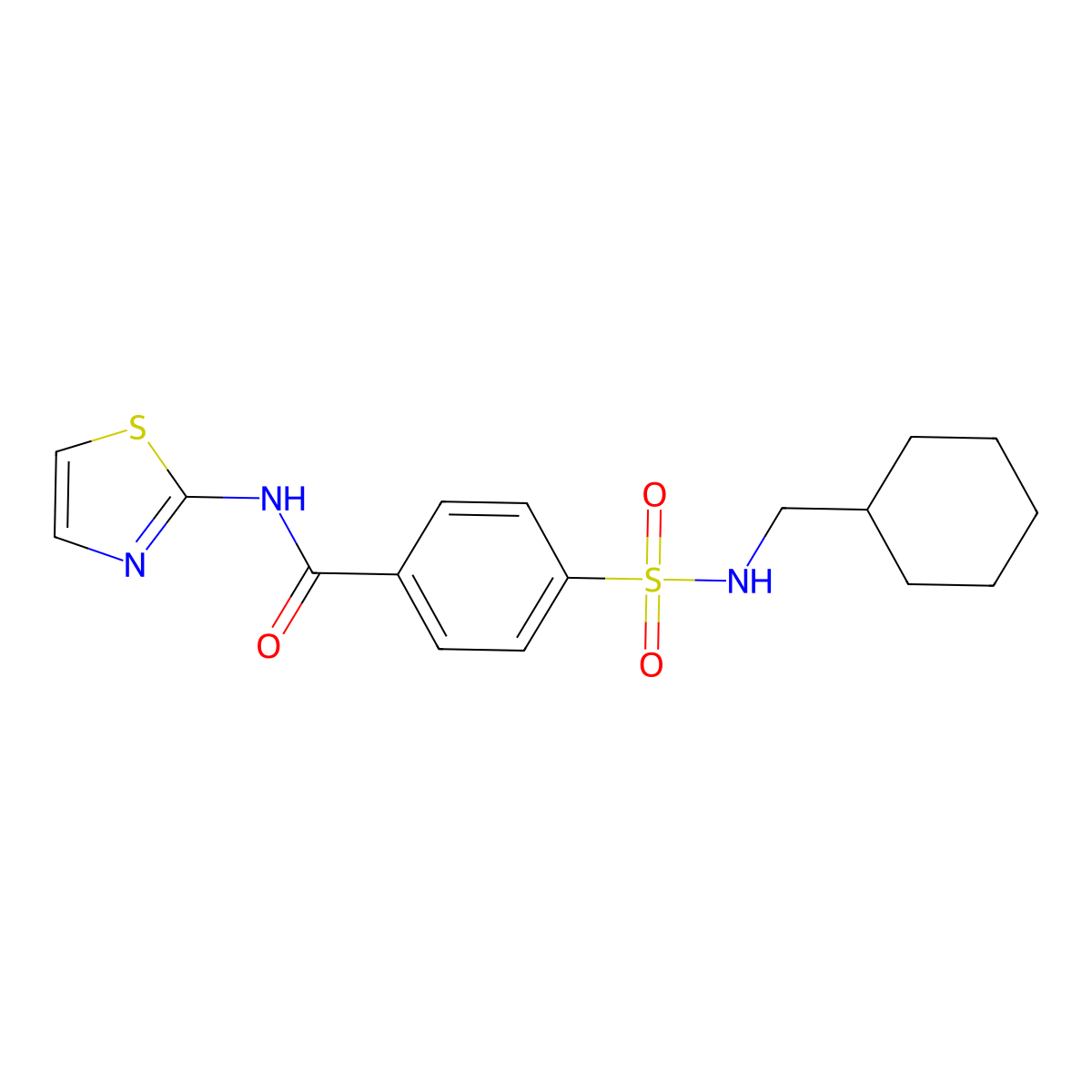 4-(Cyclohexylmethyl-sulfamoyl)-N-thiazol-2-yl-benzamide molecular structure, CAS 606134-86-5