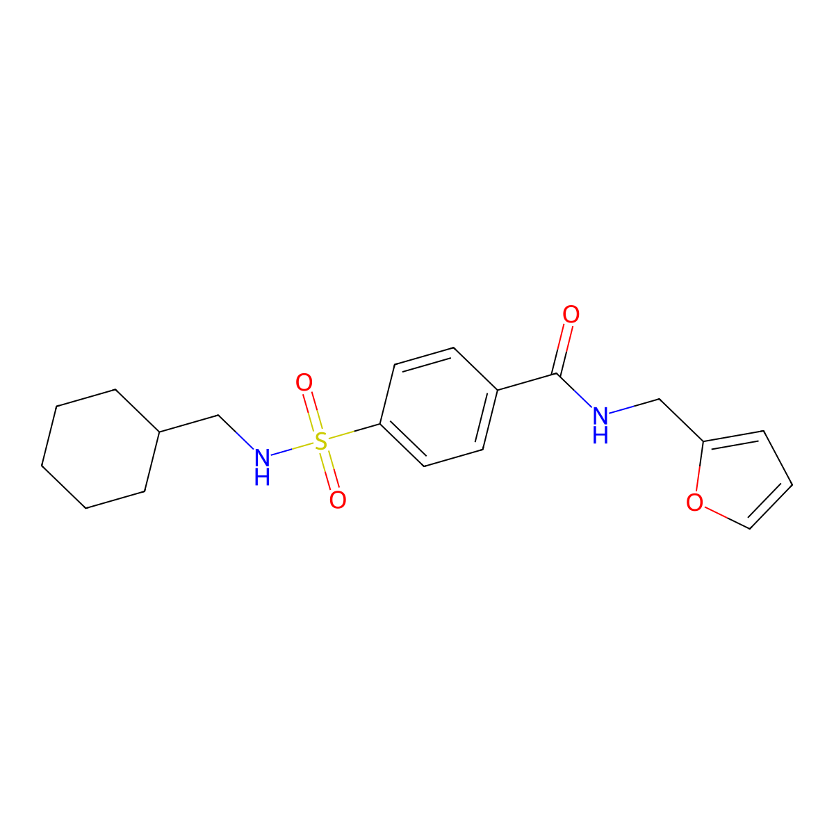 Benzamide, 4-[[(cyclohexylmethyl)amino]sulfonyl]-N-(2-furanylmethyl)- molecular structure, CAS 606134-88-7