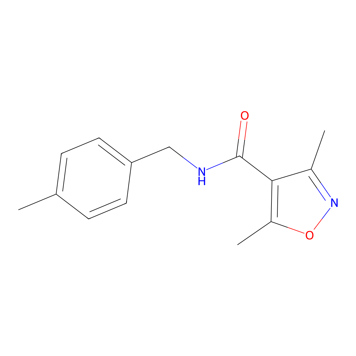 3,5-dimethyl-N-(4-methylbenzyl)-1,2-oxazole-4-carboxamide molecular structure, CAS 606134-94-5