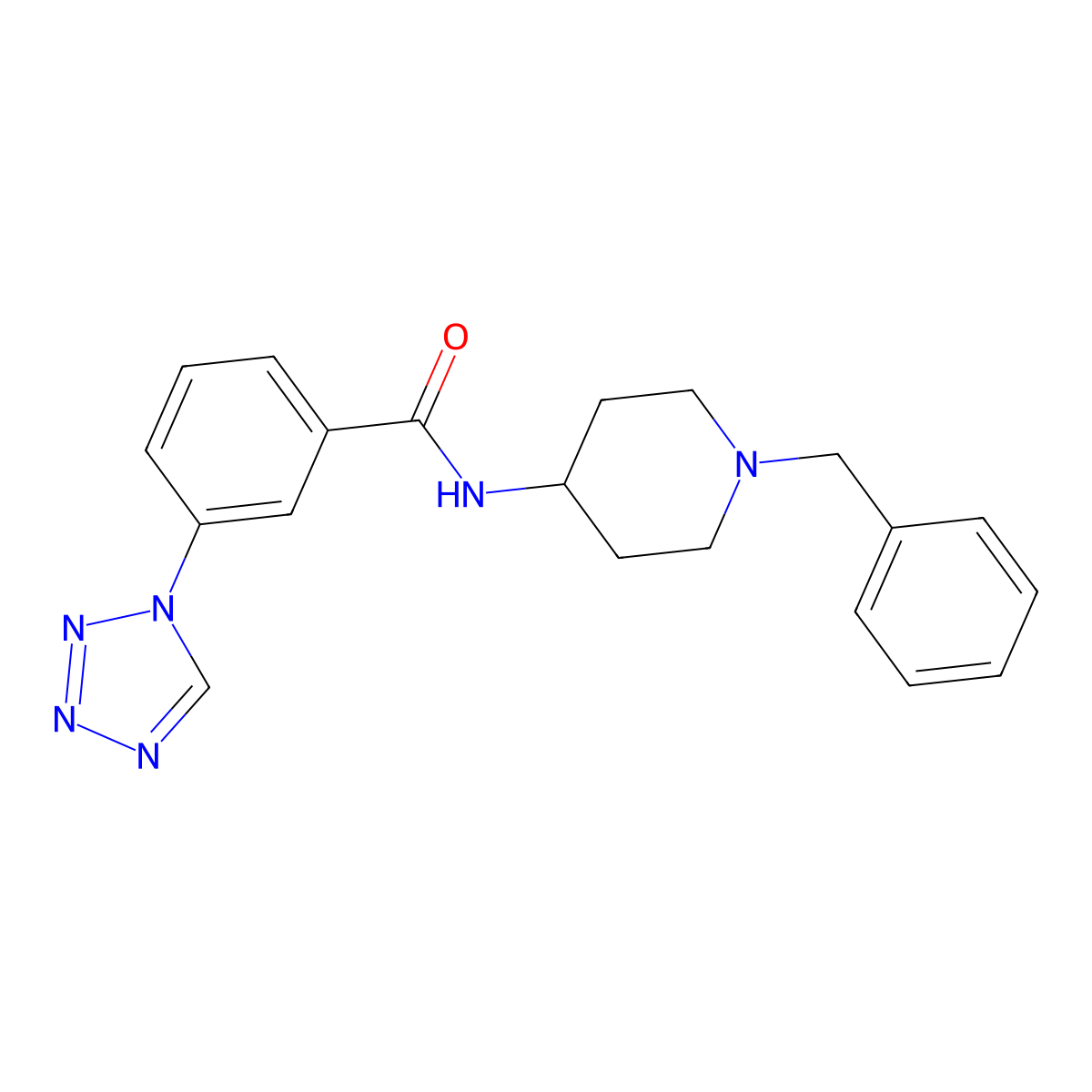 N-(1-benzylpiperidin-4-yl)-3-(1H-tetrazol-1-yl)benzamide molecular structure, CAS 606135-10-8