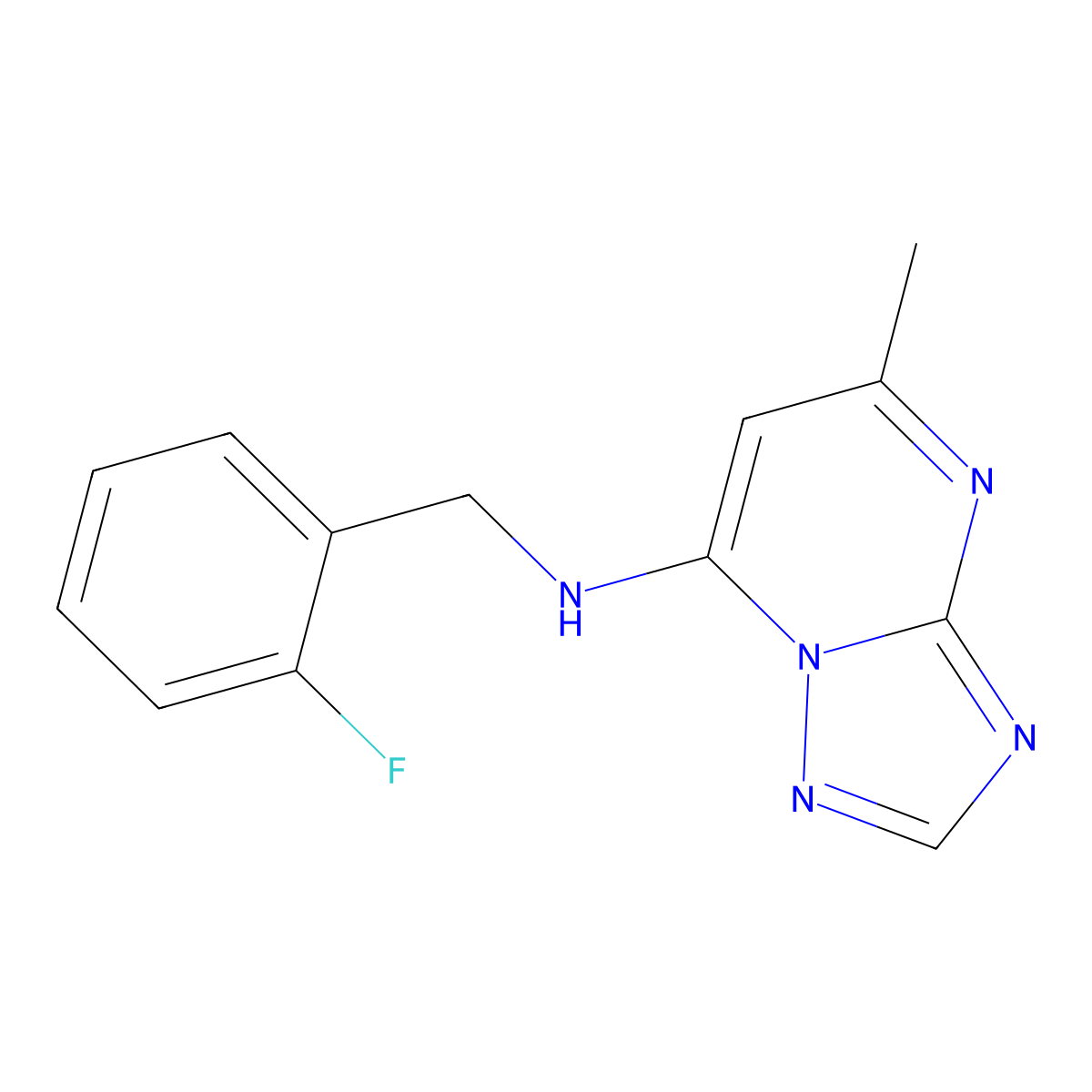 N-[(2-fluorophenyl)methyl]-5-methyl-[1,2,4]triazolo[1,5-a]pyrimidin-7-amine molecular structure, CAS 606136-00-9