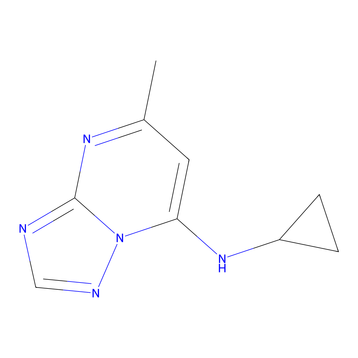 N-cyclopropyl-5-methyl-[1,2,4]triazolo[1,5-a]pyrimidin-7-amine molecular structure, CAS 606136-10-1