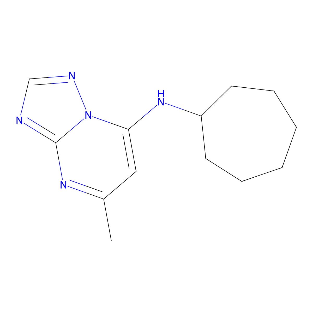 N-cycloheptyl-5-methyl-[1,2,4]triazolo[1,5-a]pyrimidin-7-amine molecular structure, CAS 606136-11-2