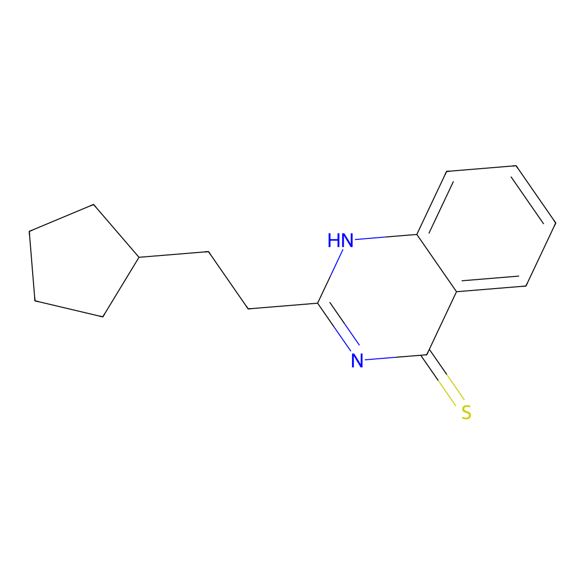 2-(2-cyclopentylethyl)-1H-quinazoline-4-thione molecular structure, CAS 606136-43-0
