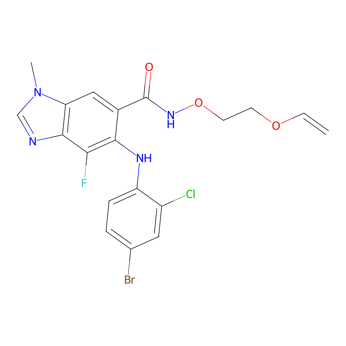 5-((4-Bromo-2-chlorophenyl)amino)-4-fluoro-1-methyl-N-(2-(vinyloxy)ethoxy)-1H-benzo[d]imidazole-6-carboxamide molecular structure, CAS 606144-05-2