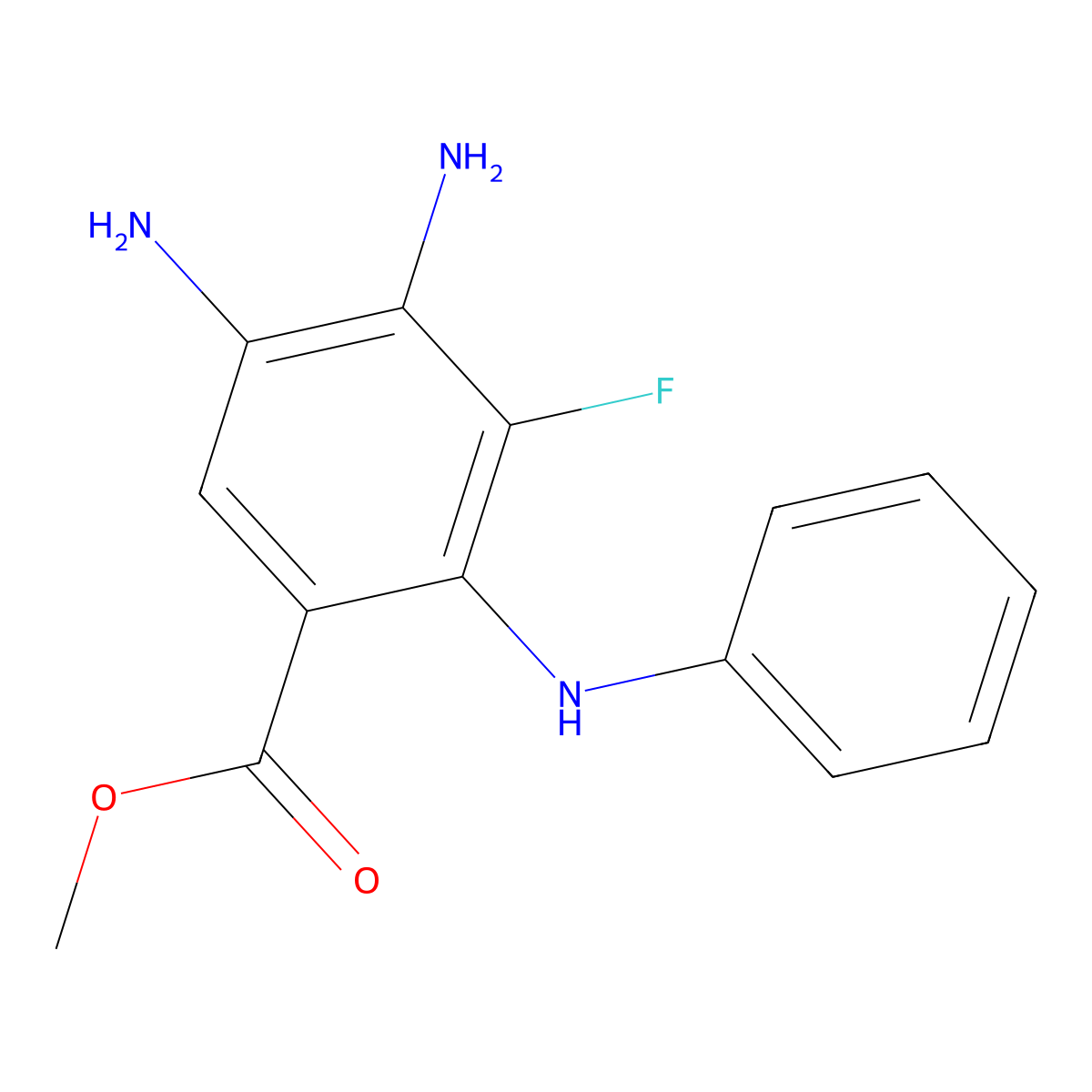 Methyl 4,5-diamino-3-fluoro-2-(phenylamino)benzoate molecular structure, CAS 606144-42-7