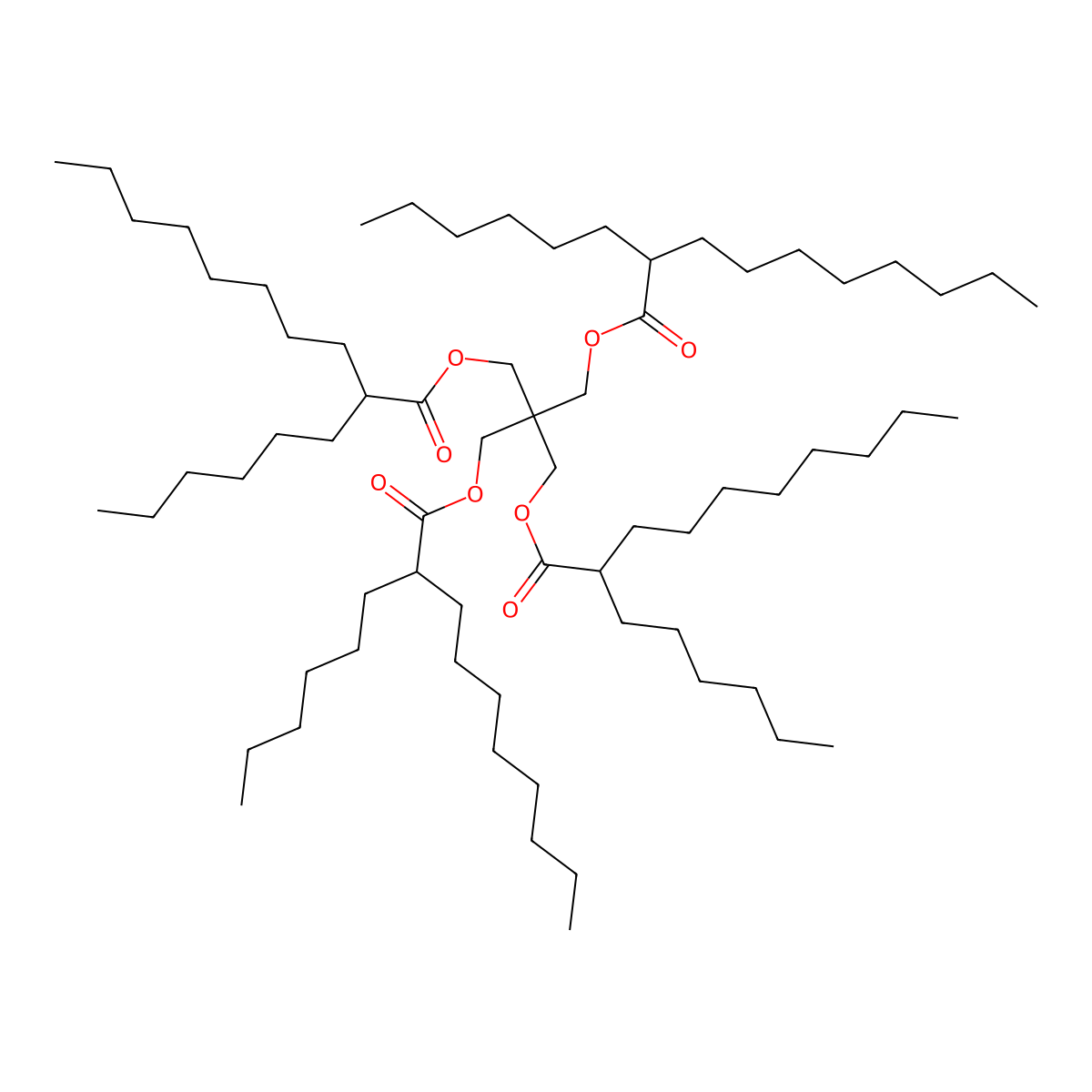 Decanoic acid, 2-hexyl-, 1,1'-[2,2-bis[[(2-hexyl-1-oxodecyl)oxy]methyl]-1,3-propanediyl] ester molecular structure, CAS 60623-04-3