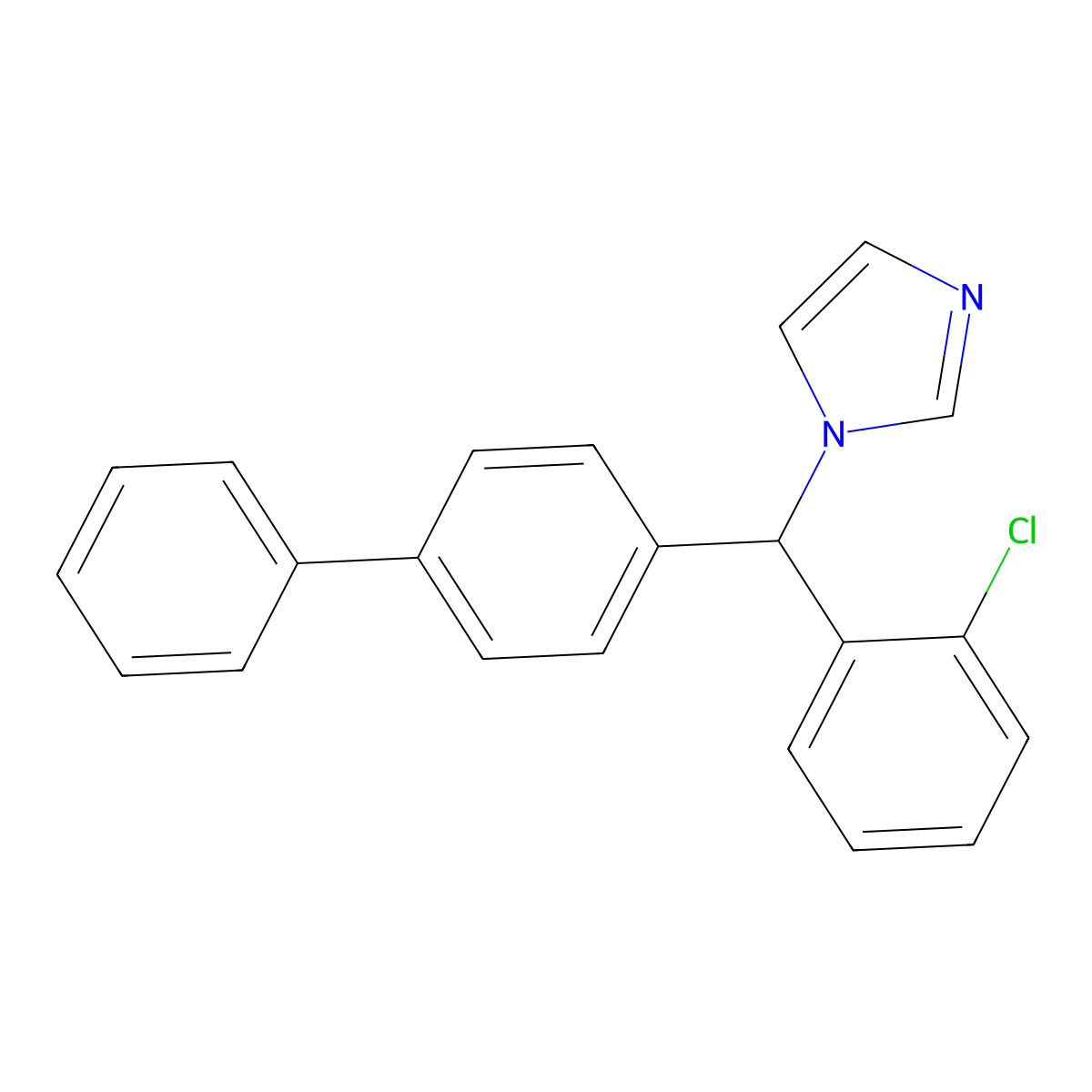 1-((1,1'-Biphenyl)-4-yl(2-chlorophenyl)methyl)-1H-imidazole molecular structure, CAS 60628-98-0