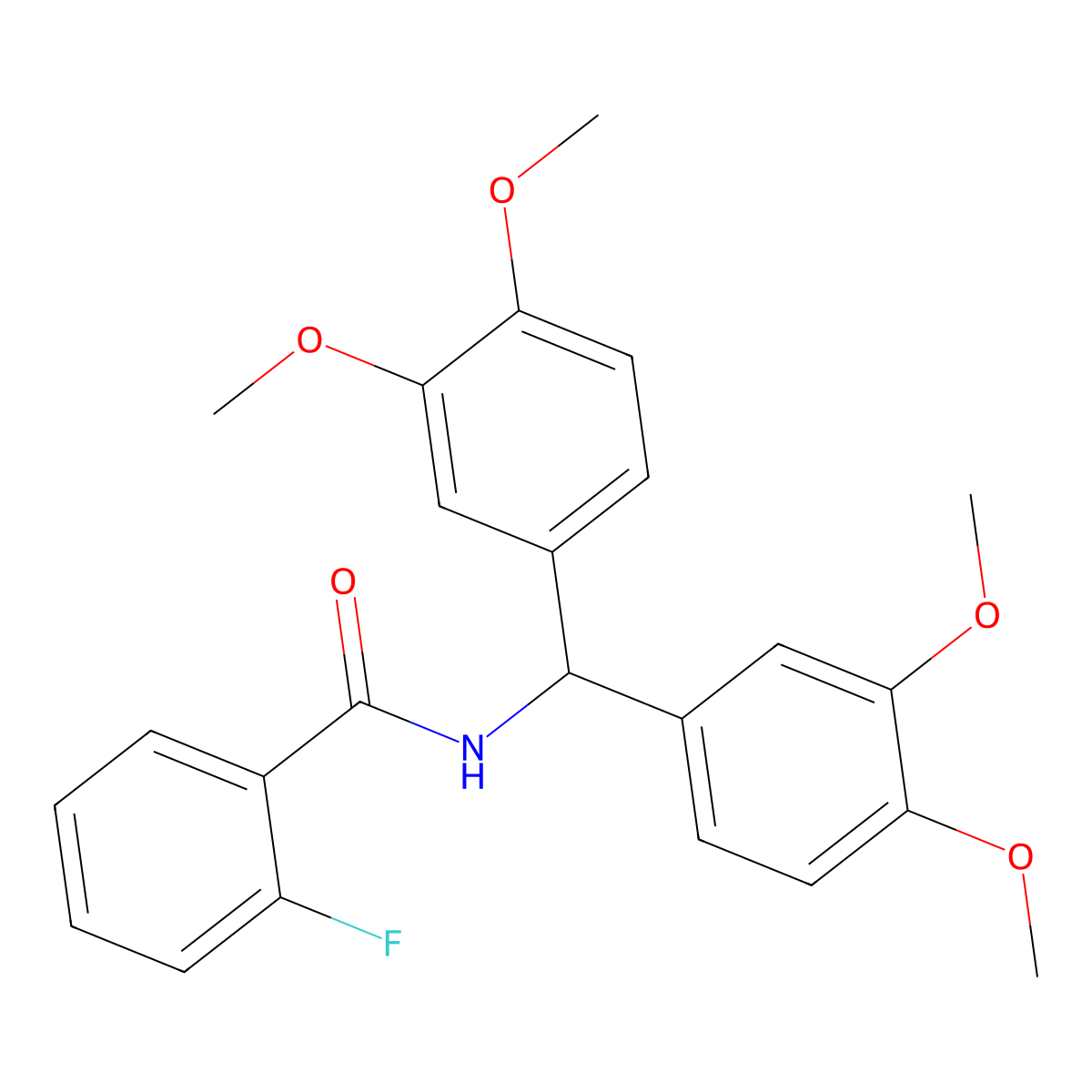 N-[bis(3,4-dimethoxyphenyl)methyl]-2-fluorobenzamide molecular structure, CAS 6063-95-2