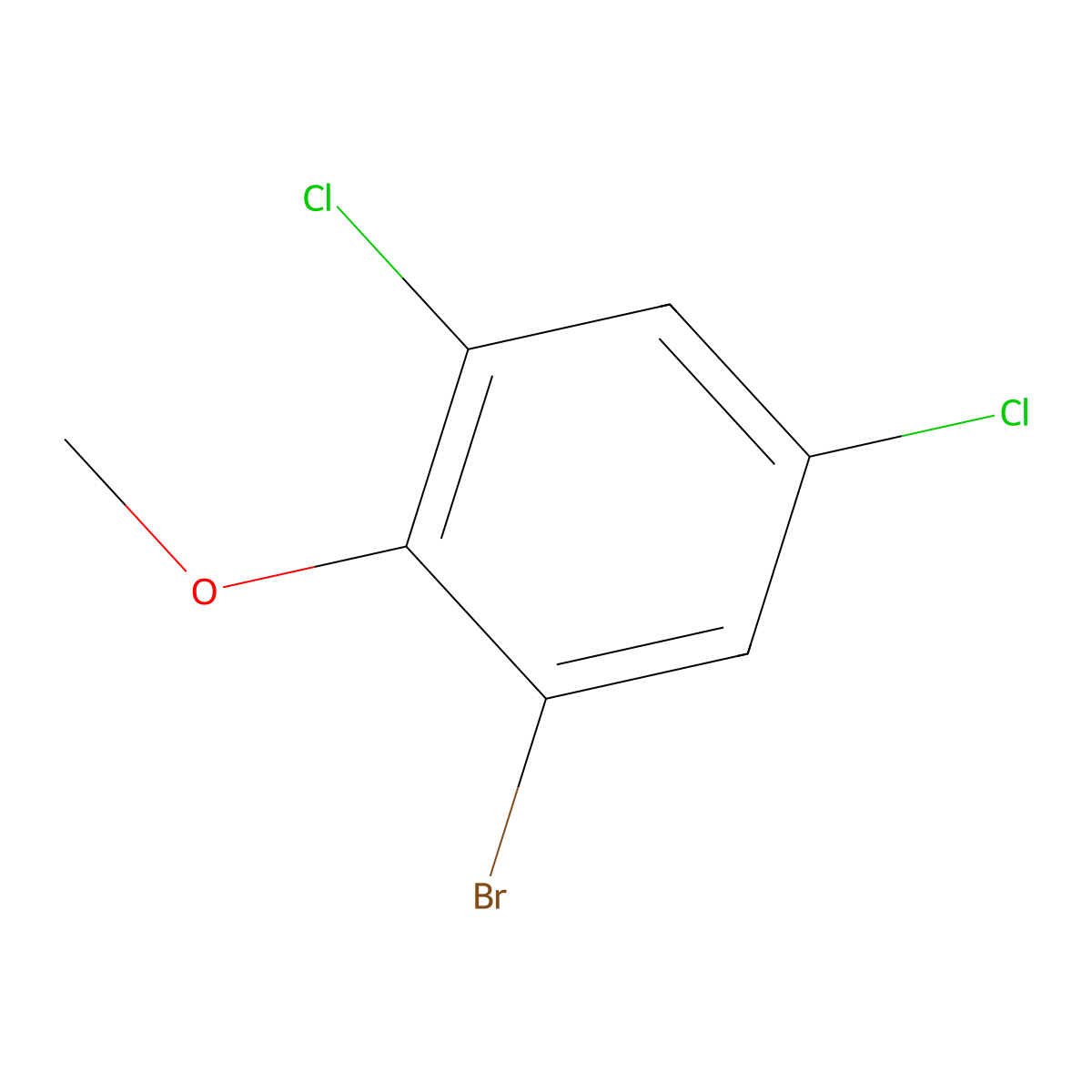 1-Bromo-3,5-dichloro-2-methoxybenzene molecular structure, CAS 60633-26-3